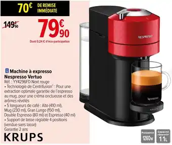 Carrefour Machine à expresso Nespresso Vertuo offre