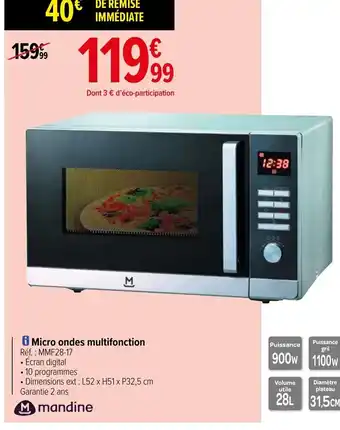 Carrefour Micro ondes multifonction offre