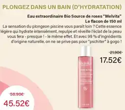 Monoprix Melvita Eau extraordinaire Bio Source de roses offre