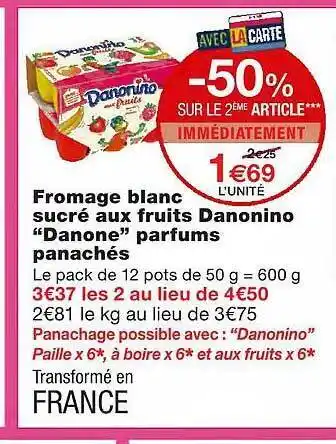 Monoprix Fromage Blanc Sucré Aux Fruits Danonino offre