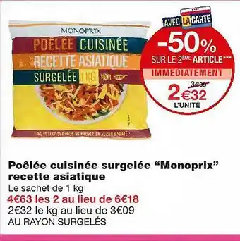 Monoprix Poêlée Cuisinée Surgelée offre