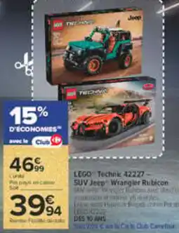 Carrefour LEGO Technic 42227 - SUV Jeep Wrangler Rubicon offre