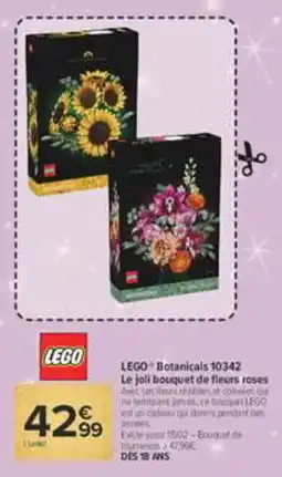 Carrefour Lego botanicals le joli bouquet de fleurs roses offre