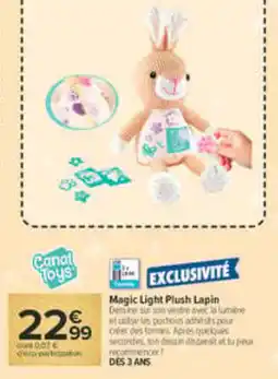 Carrefour Canal Toys Magic Light Plush Lapin offre