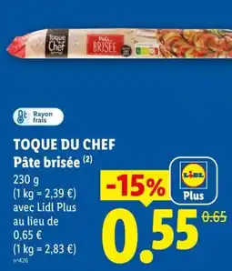 Lidl TOQUE DU CHEF Pâte brisée offre