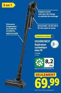 Lidl Silvercrest aspirateur cyclonique sans fil offre