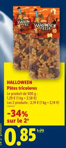 Lidl HALLOWEEN Pâtes tricolores offre