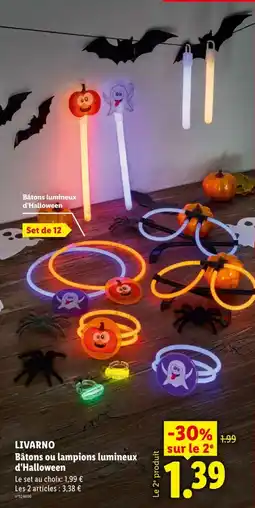 Lidl LIVARNO Bâtons ou lampions lumineux d'Halloween offre