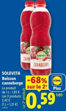 Lidl Solevita Boisson canneberge offre