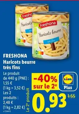 Lidl Freshona Haricots beurre offre