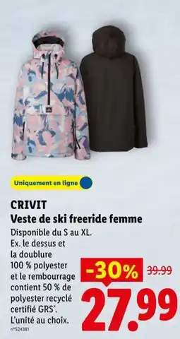 Lidl CRIVIT Veste de ski freeride femme offre