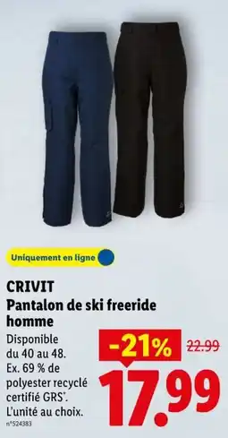 Lidl CRIVIT Pantalon de ski freeride homme offre
