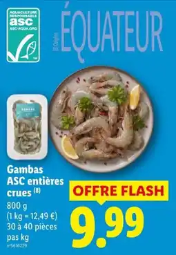 Lidl ÉQUATEUR Gambas entières crues offre