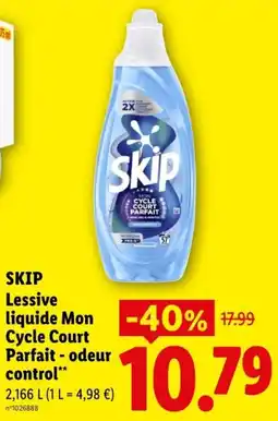 Lidl SKIP Lessive liquide Mon Cycle Court Parfait - odeur control offre