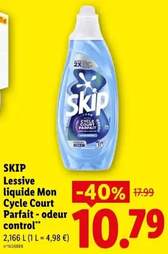 SKIP Lessive liquide Mon Cycle Court Parfait - odeur control