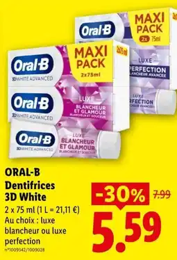 Lidl Oral-B Dentifrices 3D White offre