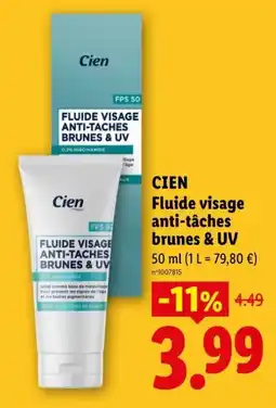 Lidl Cien Fluide visage anti-tâches brunes & UV offre