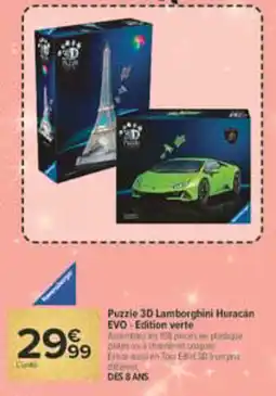 Carrefour Ravensburger Puzzle 3D Lamborghini Huracán EVO - Edition verte offre