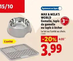 Lidl MAX & MILA'S WORLD Gamelle, tapis de gamelle ou tapis à lécher offre