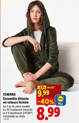 Lidl ESMARA Ensemble détente en velours femme offre