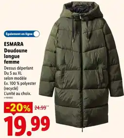 Lidl ESMARA Doudoune longue femme offre