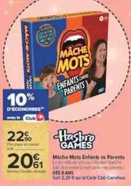 Carrefour Hasbro Games Mâche-Mots Enfants vs Parents offre
