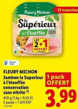 Lidl FLEURY MICHON Jambon le Superieur offre