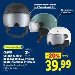 Lidl CRIVIT Casque de ski et de snowboard avec visière photochromique Premium offre