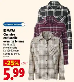 Lidl ESMARA Chemise en flanelle oversize femme offre