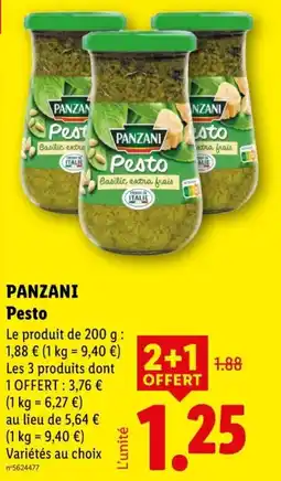 Lidl PANZANI Pesto offre