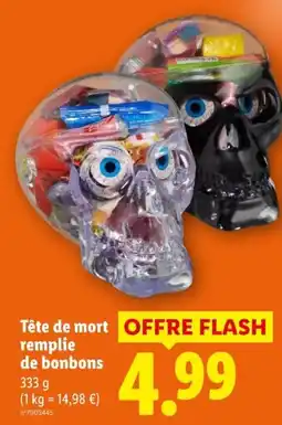 Lidl Tête de mort remplie de bonbons offre
