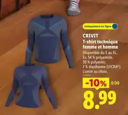 Lidl Crivit t-shirt technique femme et homme offre