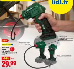 Lidl PARKSIDE Pompe à air sans fil et Compresseur sans fil offre