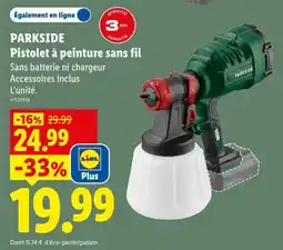 Lidl PARKSIDE Pistolet à peinture sans fil offre