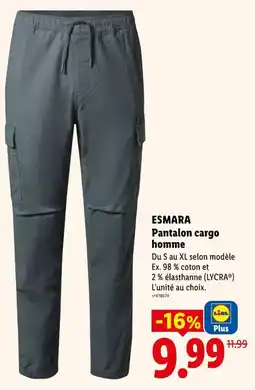 Lidl ESMARA Pantalon cargo homme offre