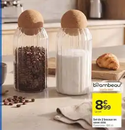 Carrefour Birambeau Set de 2 bocaux en verre strié offre