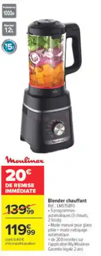 Carrefour Moulinex Blender chauffant offre