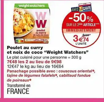 Monoprix Poulet Au Curry Et Noix De Coco offre