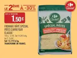 Match Carrefour Classic' Fromage Râpé Spécial Pâtes offre