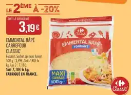 Match Carrefour Classic' Emmental Râpé offre