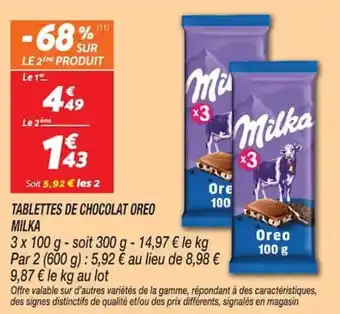 Milka TABLETTES DE CHOCOLAT OREO
