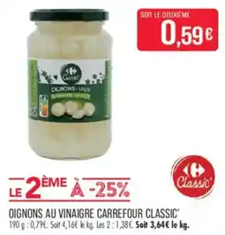 Match Carrefour Classic Oignons au vinaigre offre