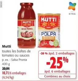 Colruyt Mutti toutes les boîtes de tomates ou sauces offre
