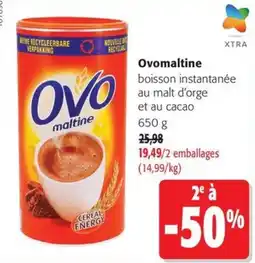 Colruyt Ovomaltine boisson instantanée au malt d'orge et au cacao offre