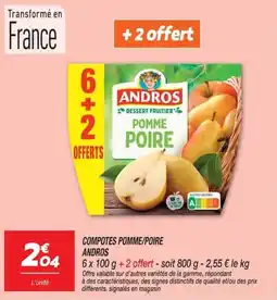 Netto ANDROS COMPOTES POMME/POIRE offre