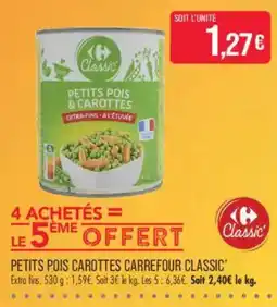 Match Carrefour Classic' Petits pois carottes offre