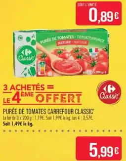 Match Carrefour Classic' Purée de Tomates offre