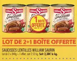 Match William Saurin Saucisses lentilles offre