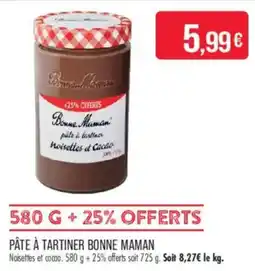 Match Bonne Maman Pâte à tartiner offre