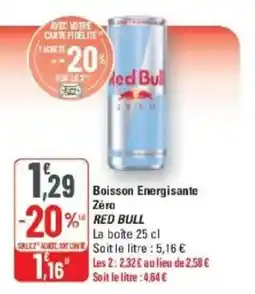 G20 Red Bull Boisson Energisante Zéro offre